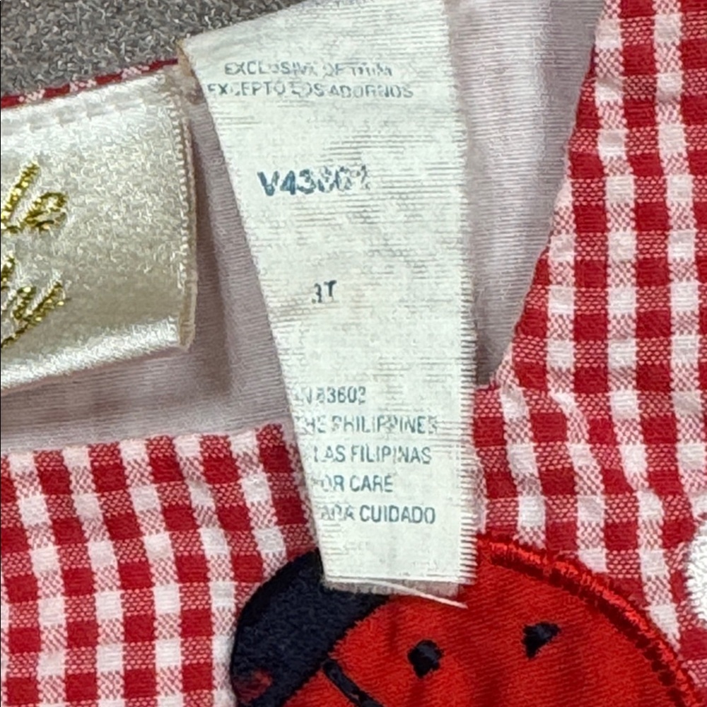 Little Bitty Size 3 Adorable Red Gingham Ladybug Dress for girls - Picture 3 of 4